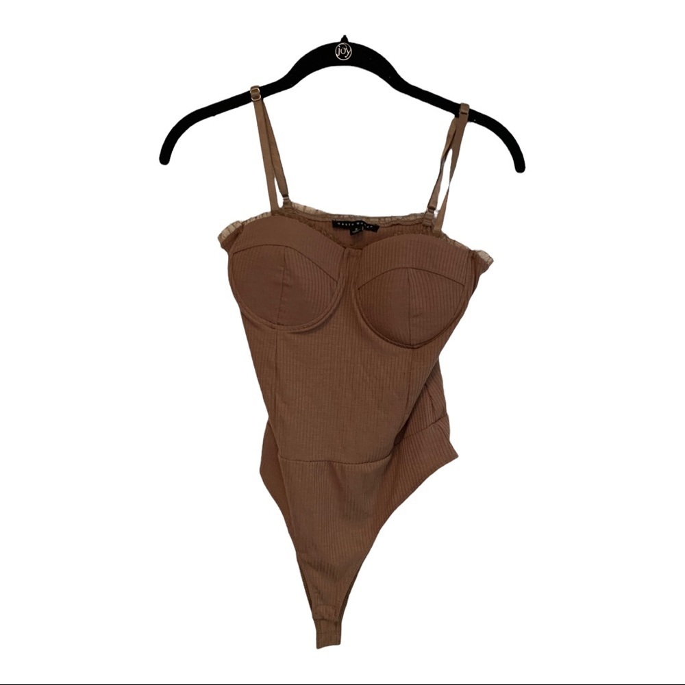 Haute Monde ribbed brown body suit